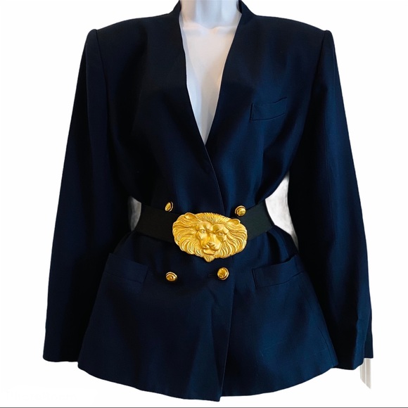 Vintage Navy Gold Button Double Breasted Blazer - Picture 2 of 11